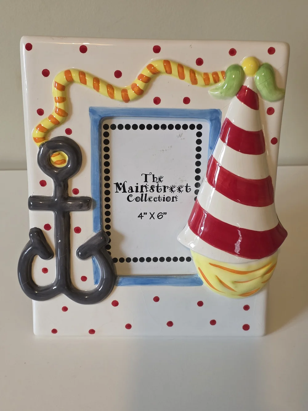 Red & White Nautical Ceramic Photo Frame